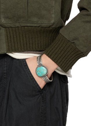Figure View - Click To Enlarge - TIHWA JEWELRY - Extra Large Silver Turquoise Cuff
