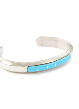 Detail View - Click To Enlarge - TIHWA JEWELRY - Small Silver Turquoise Inlay Cuff
