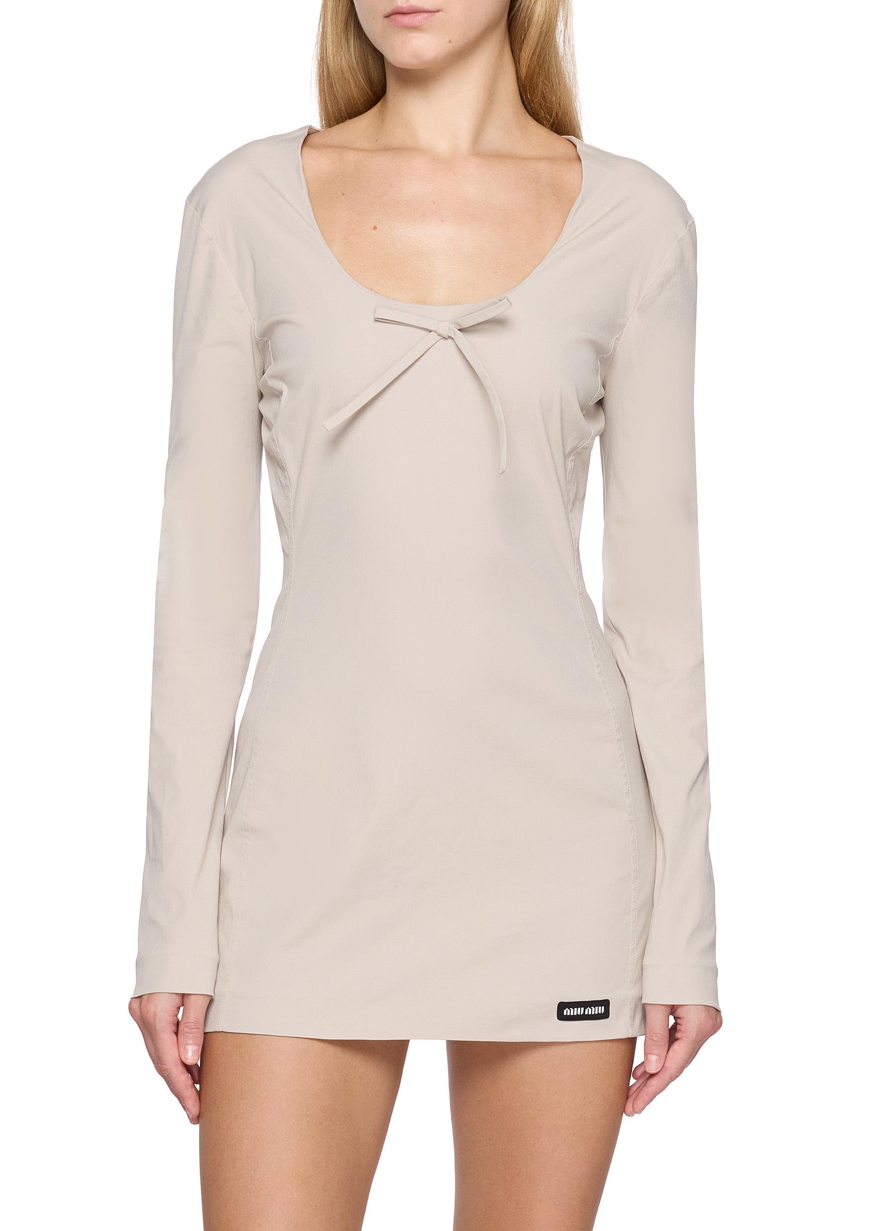 MIU MIU | Bow Detail Scoop Neck Mini Dress | Women