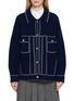 Detail View - Click To Enlarge - BAZ & FRIENDS - x Cynthia & Xiao Knit Cashmere Denim Jacket