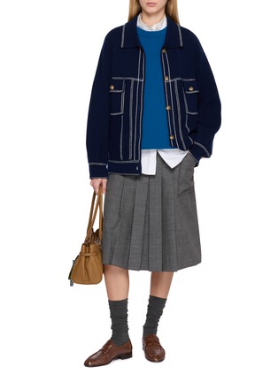 Detail View - Click To Enlarge - BAZ & FRIENDS - x Cynthia & Xiao Knit Cashmere Denim Jacket