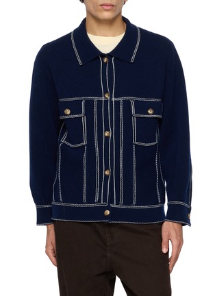Front View - Click To Enlarge - BAZ & FRIENDS - x Cynthia & Xiao Knit Cashmere Denim Jacket