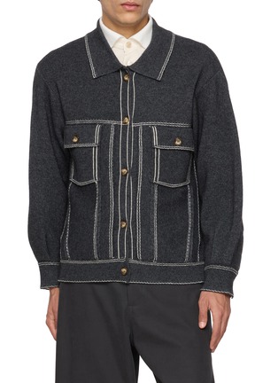 Front View - Click To Enlarge - BAZ & FRIENDS - x Cynthia & Xiao Knit Denim Jacket