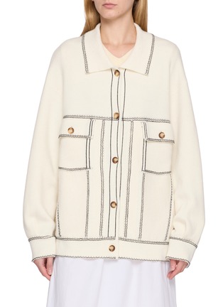 Detail View - Click To Enlarge - BAZ & FRIENDS - x Cynthia & Xiao Knit Denim Jacket