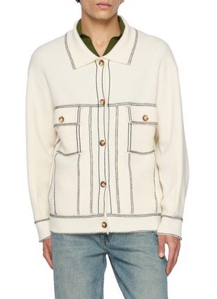 Front View - Click To Enlarge - BAZ & FRIENDS - x Cynthia & Xiao Knit Denim Jacket
