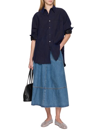 Figure View - Click To Enlarge - KATLIAX - Point Collar Cracked Textured Lining Shirt