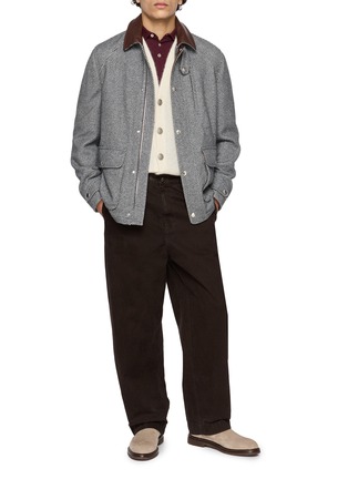 Figure View - Click To Enlarge - BRUNELLO CUCINELLI - Contrast Collar Cashmere Silk Jacket