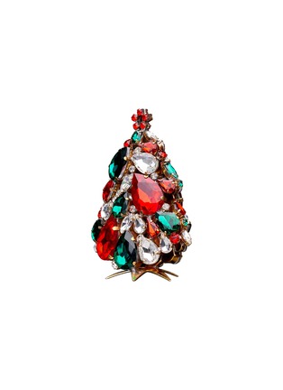 Detail View - Click To Enlarge - LUXURY CZECH JEWELRY - Small Rhinestone Glitzy Gleam Christmas Tree — Red/Green