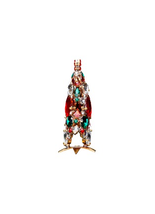Detail View - Click To Enlarge - LUXURY CZECH JEWELRY - Small Rhinestone Glitzy Gleam Christmas Tree — Red/Green