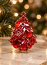  - LUXURY CZECH JEWELRY - Small Rhinestone Glitzy Gleam Christmas Tree — Red