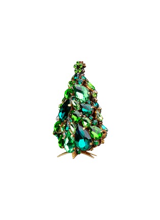 Detail View - Click To Enlarge - LUXURY CZECH JEWELRY - Small Rhinestone Glitzy Gleam Christmas Tree — Green