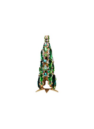 Detail View - Click To Enlarge - LUXURY CZECH JEWELRY - Small Rhinestone Glitzy Gleam Christmas Tree — Green
