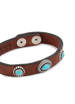 Detail View - Click To Enlarge - MANCINO - Turquoise Stud Leather Bracelet