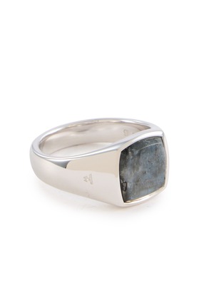 Detail View - Click To Enlarge - TOM WOOD - Larvikite Kay Rhodium Plated Silver Ring