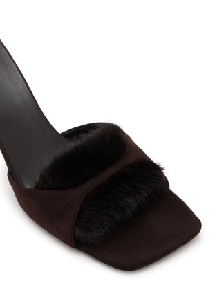 Detail View - Click To Enlarge - THE ROW - Suzy 60 Mink Trim Suede Mules