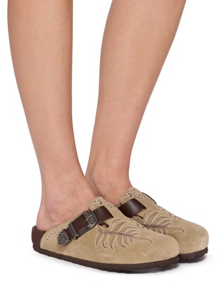 Figure View - Click To Enlarge - BIRKENSTOCK 1774 - x ETRO Embroidered Suede Boston Clogs