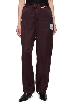 Main View - Click To Enlarge - MIHARA YASUHIRO - Drawstring Waistband Label Detail Satin Pants