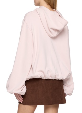 Back View - Click To Enlarge - BONBOM - Tiger Logo Printed Bubble Hem Hoodie