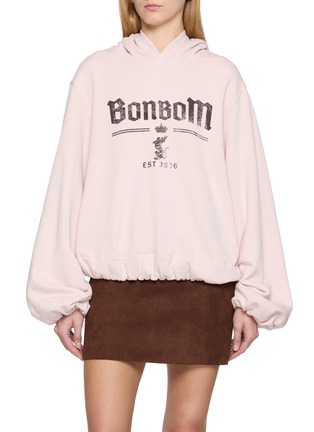 Main View - Click To Enlarge - BONBOM - Tiger Logo Printed Bubble Hem Hoodie
