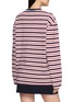 Back View - Click To Enlarge - SPORTY & RICH - Easy Long Sleeve Signature Logo Striped Cotton T-Shirt