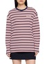 SPORTY & RICH Easy Long Sleeve Signature Logo Striped Cotton T-Shirt