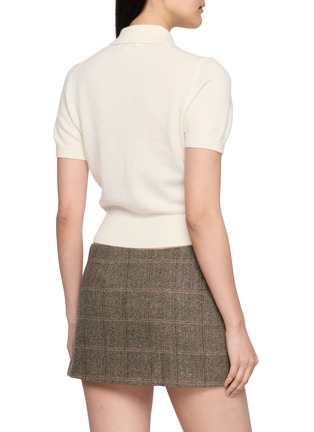Back View - Click To Enlarge - SPORTY & RICH - Short Sleeve Signature Logo Cashmere Wool Cardigan
