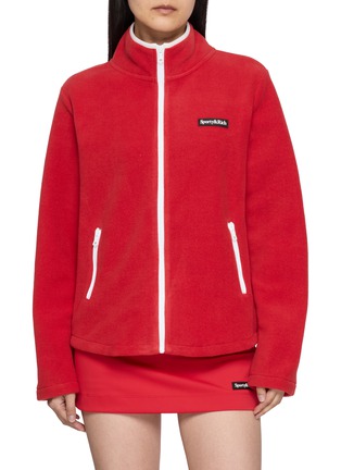 Main View - Click To Enlarge - SPORTY & RICH - Serif Logo Zip Up Polar Fleece Jacket