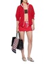 Figure View - Click To Enlarge - SPORTY & RICH - Serif Logo Zip Up Polar Fleece Jacket