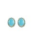 LANE CRAWFORD VINTAGE ACCESSORIES 1980s' Vintage Gold Toned Blue Cabochon Stones Clip On Earrings