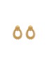 LANE CRAWFORD VINTAGE ACCESSORIES 1990s' Gold Toned Ribbed Front Facing Clip On Hoop Earrings