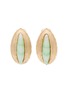 LANE CRAWFORD VINTAGE ACCESSORIES 1960s' Gold Toned Light Green Cabochon Clip On Earrings