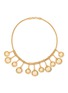 LANE CRAWFORD VINTAGE ACCESSORIES 1970s' Gold Toned Etruscan Ring Drop Necklace
