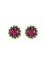 LANE CRAWFORD VINTAGE ACCESSORIES 1960s' VIntage Gold Toned Red Turquoise Clip On Earrings