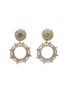 LANE CRAWFORD VINTAGE ACCESSORIES 1980s' Silver Bronze Toned Sunburst Clip On Drop Earrings