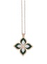 ROBERTO COIN Princess Flower 18K Rose White Gold Diamond Malachite Ruby Necklace