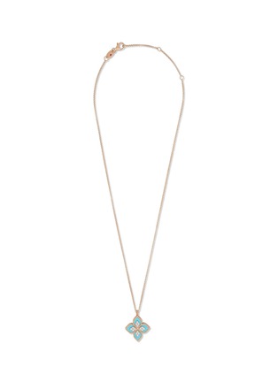 Detail View - Click To Enlarge - ROBERTO COIN - Princess Flower 18K Rose White Gold  Diamond Turquoise Ruby Necklace