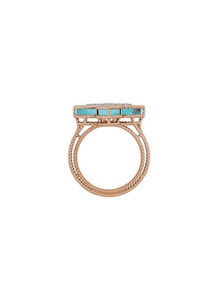 Detail View - Click To Enlarge - ROBERTO COIN - Princess Flower 18K Rose White Gold Diamond Turquoise Ruby Ring