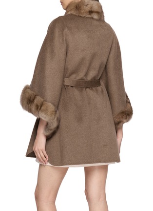 Back View - Click To Enlarge - CHEVITE - Sable Trim Cashmere Belted Cape