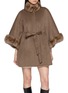 CHEVITE Sable Trim Cashmere Belted Cape