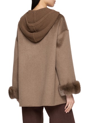 Back View - Click To Enlarge - CHEVITE - Chinchilla Cuff Cashmere Knit Hooded Jacket