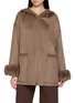 CHEVITE Chinchilla Cuff Cashmere Knit Hooded Jacket