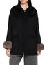 CHEVITE Chinchilla Cuff Cashmere Knit Hooded Jacket