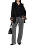 Figure View - Click To Enlarge - CHEVITE - Chinchilla Cuff Cashmere Knit Hooded Jacket