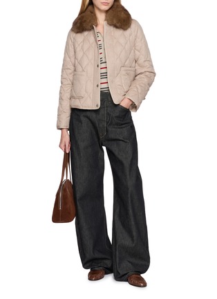 Figure View - Click To Enlarge - CHEVITE - Quilted Sable Fur Collar Jacket