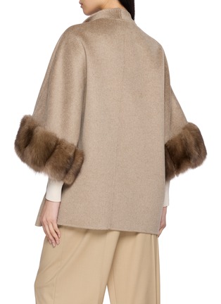 Back View - Click To Enlarge - CHEVITE - Sable Cuff Cashmere Cape with Detachable Corsage