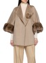 Main View - Click To Enlarge - CHEVITE - Sable Cuff Cashmere Cape with Detachable Corsage