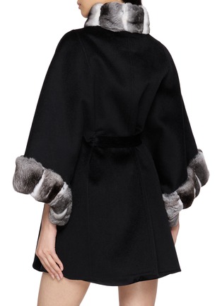 Back View - Click To Enlarge - CHEVITE - Chinchilla Collar Cuff Cashmere Cape