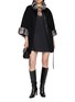 Figure View - Click To Enlarge - CHEVITE - Chinchilla Collar Cuff Cashmere Cape