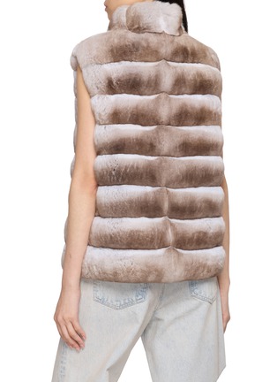 Back View - Click To Enlarge - CHEVITE - Stand Collar Chinchilla Fur Vest