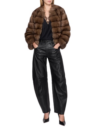 Figure View - Click To Enlarge - CHEVITE - Sable Fur Leather Trim Jacket
